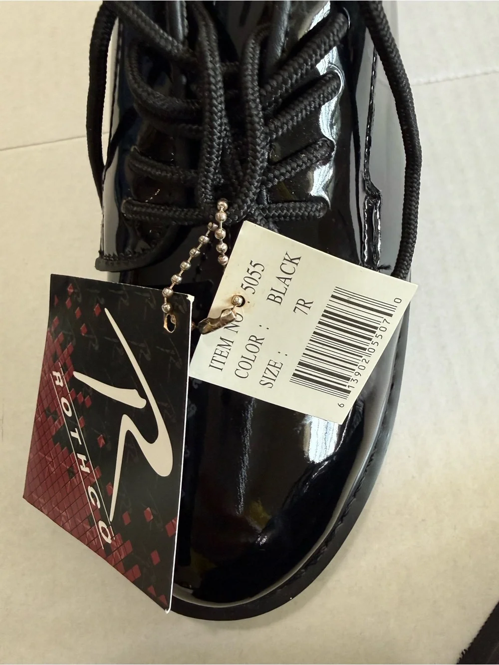 NWT Rothco Black Patent Lace Up Classic Oxfords Mens 7R- Womens 8.5- READ